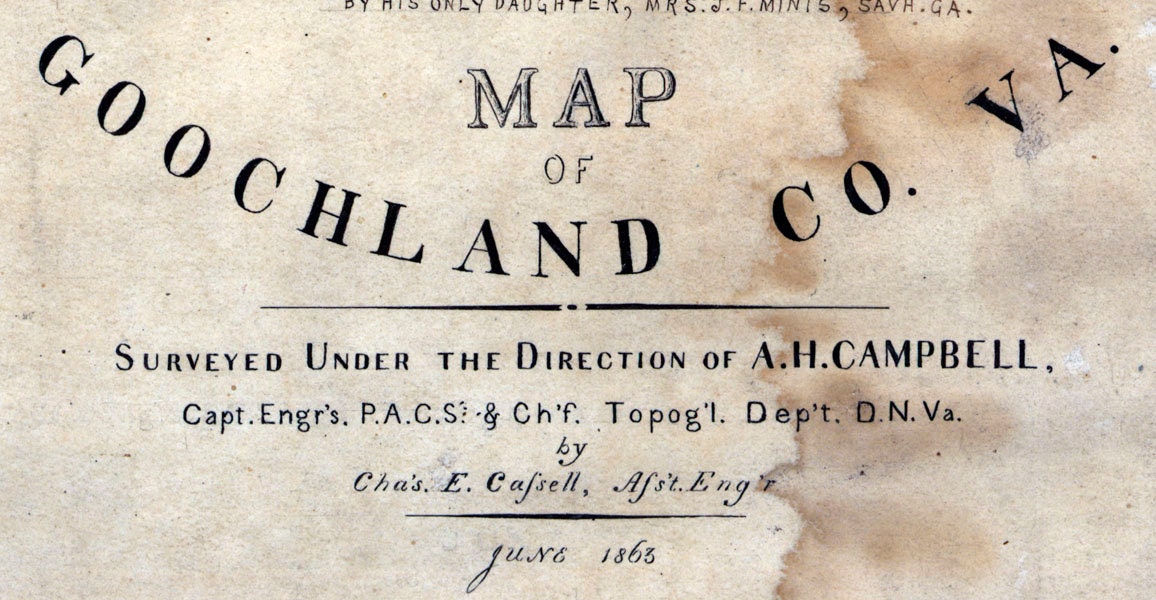 1863 Map of Goochland County Virginia Family Names Genealogy