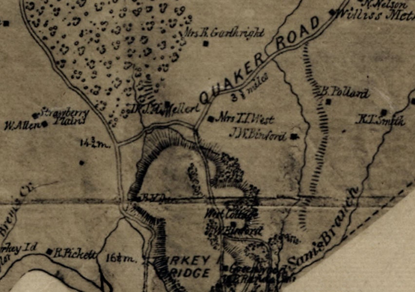 1862 Map of Henrico County Virginia Family Names Genealogy
