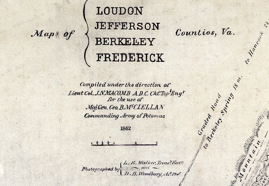 1862 Map of Loudon Jefferson Berkeley & Frederick County Virginia Building Locations