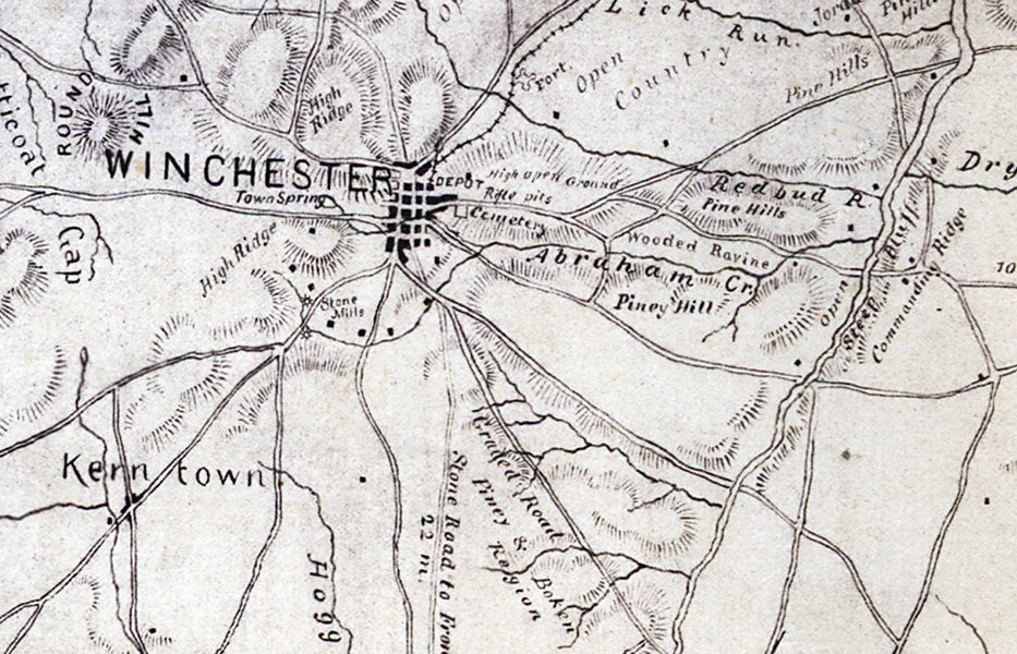 1862 Map of Loudon Jefferson Berkeley & Frederick County Virginia Building Locations