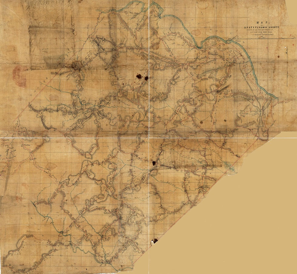 1862 Map of Spotsylvania County Virginia Family Names Genealogy