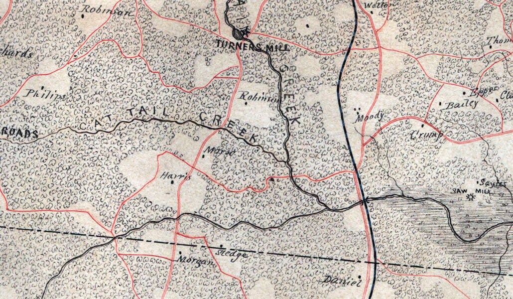 1864 Map of Greensville County Virginia Family Names Genealogy