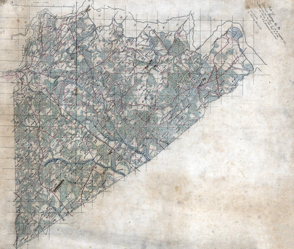 1864 Map of Prince George County Virginia Family Names Genealogy
