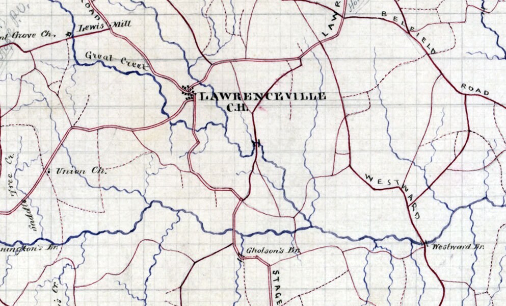 1867 Map of Brunswick County Virginia