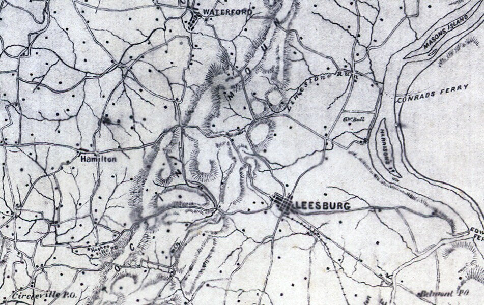 1862 Map of Loudon Jefferson Berkeley & Frederick County Virginia Building Locations
