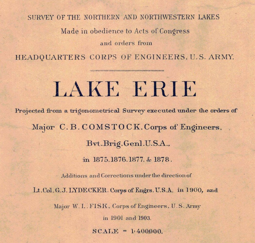 1903 Nautical Map of Lake Erie USA & Canada Presque Isle Cleveland Sandusky