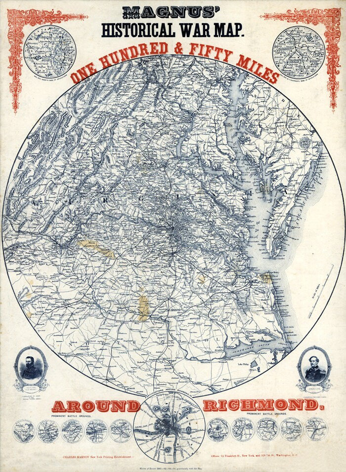 1864 Map of Richmond Virginia Area
