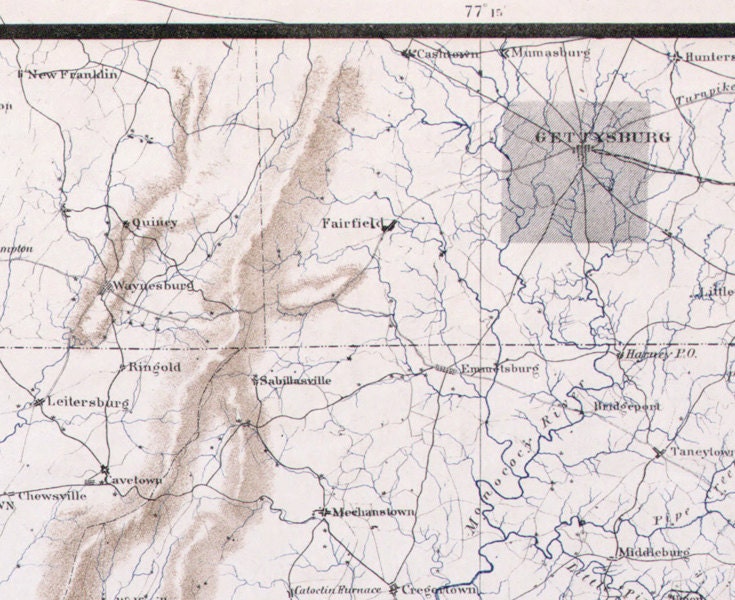 1869 Map of Gettysburg PA and Appomattox Virginia CANVAS PRINT