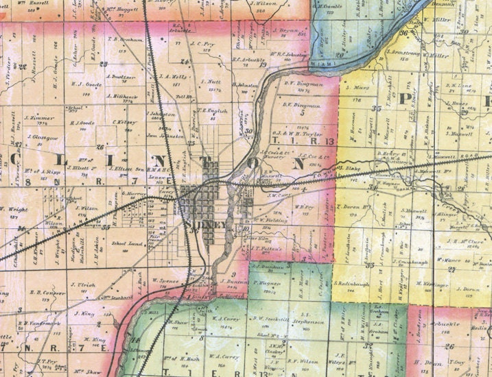 1865 Farm Line Map of Shelby County Ohio