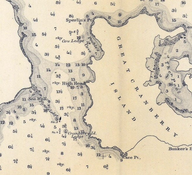 1872 Map of South West Harbor and Some Sound Maine