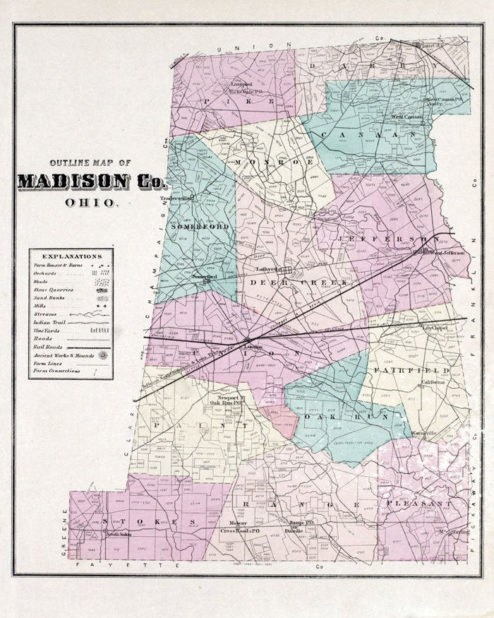 1875 Map of Madison County Ohio