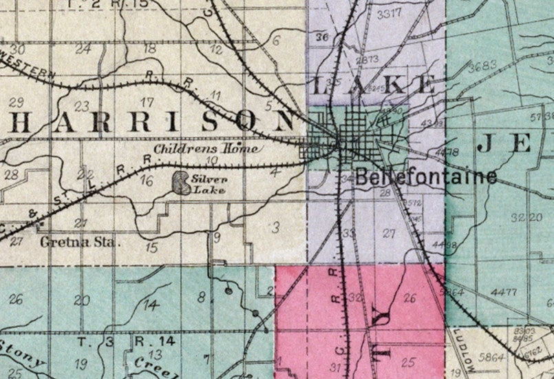 1890 Map of Logan County Ohio