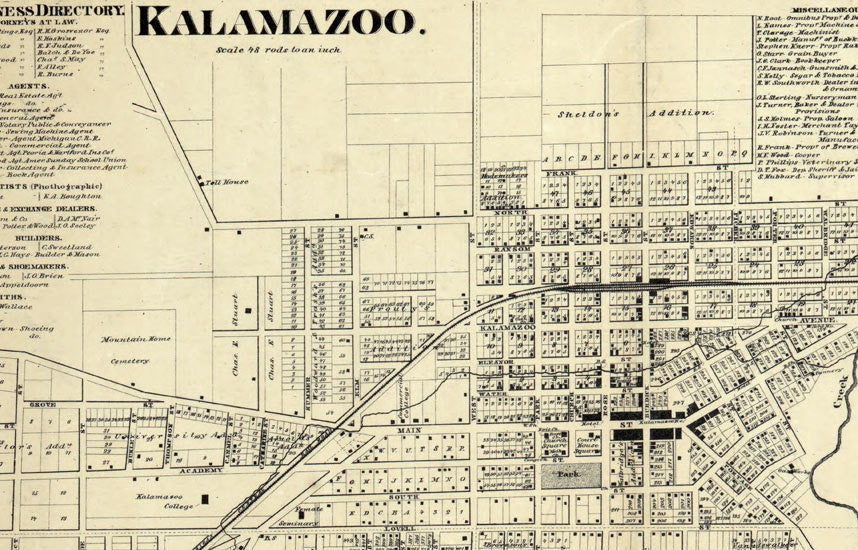 1861 Farm Line Map of Kalamazoo County Michigan