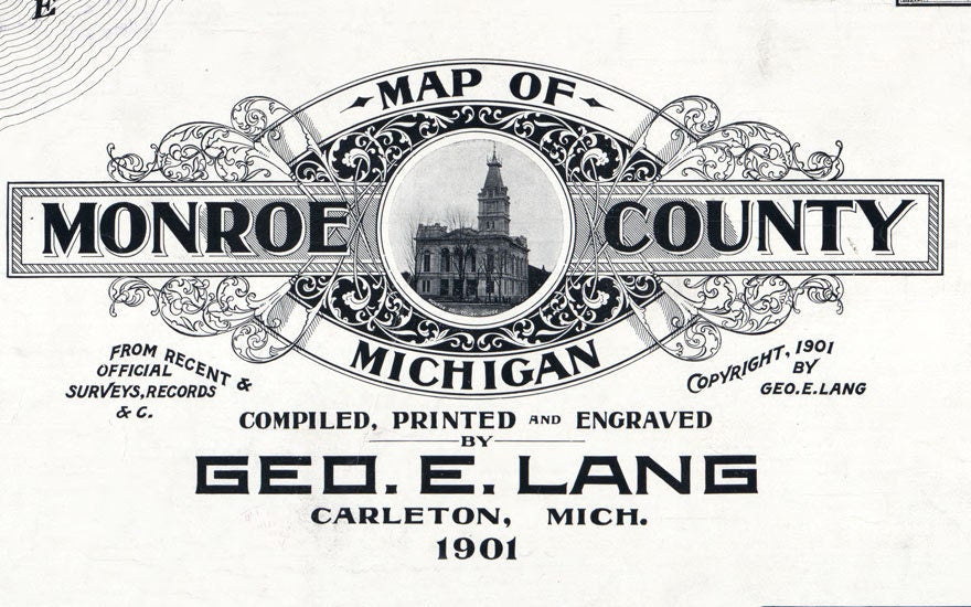 1901 Farm Line Map of Monroe County Michigan Dundee