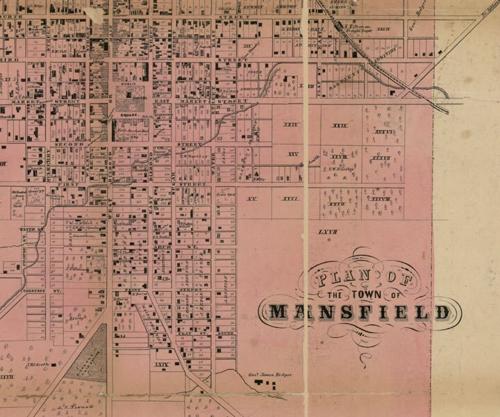 1856 Farm Line Map of Richland County Ohio Shelby Bell Ville
