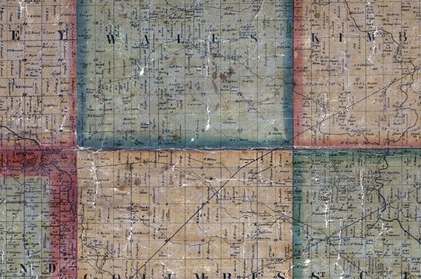1859 Map of Macomb & Saint Clair County Michigan Port Huron City