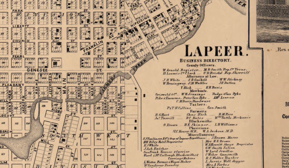 1863 Farm Line Map of Lapeer County Michigan