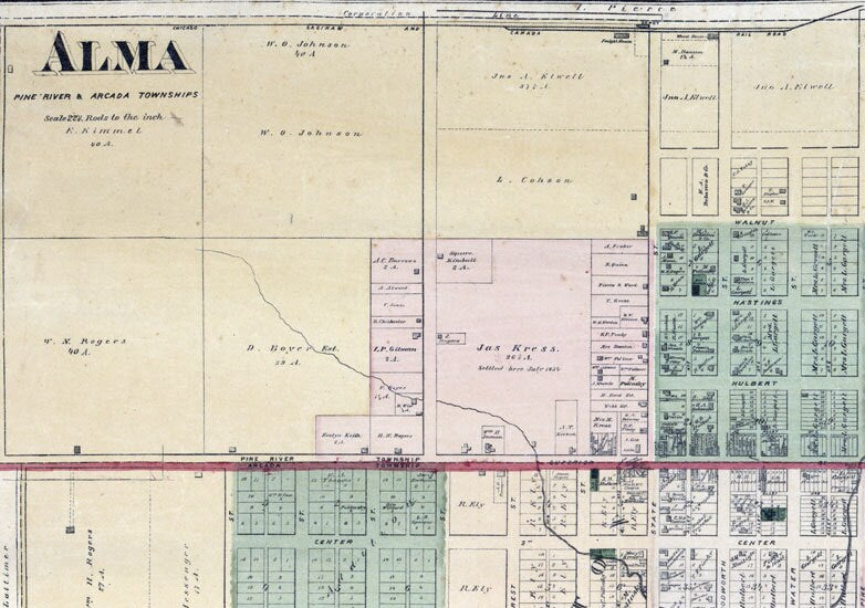 1876 Map of Gratiot County Michigan