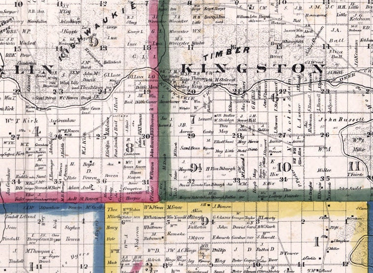 1860 Farm Line Map of De Kalb County Illinois