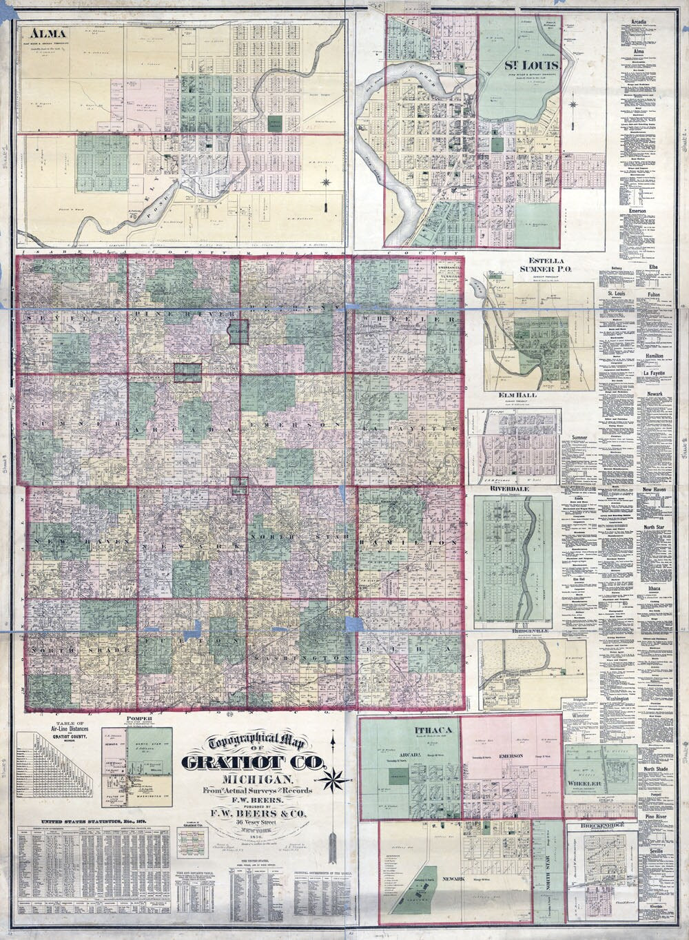 1876 Map of Gratiot County Michigan