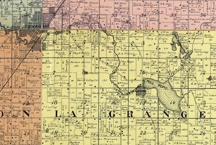 1897 Farm Line Map of Cass County Michigan Cassopolis
