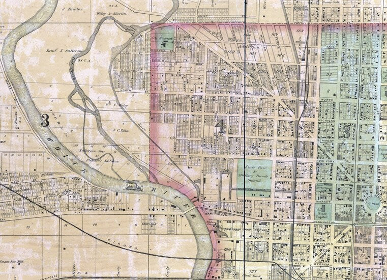 1866 Farm Line Map of Marion County Indiana Indianapolis