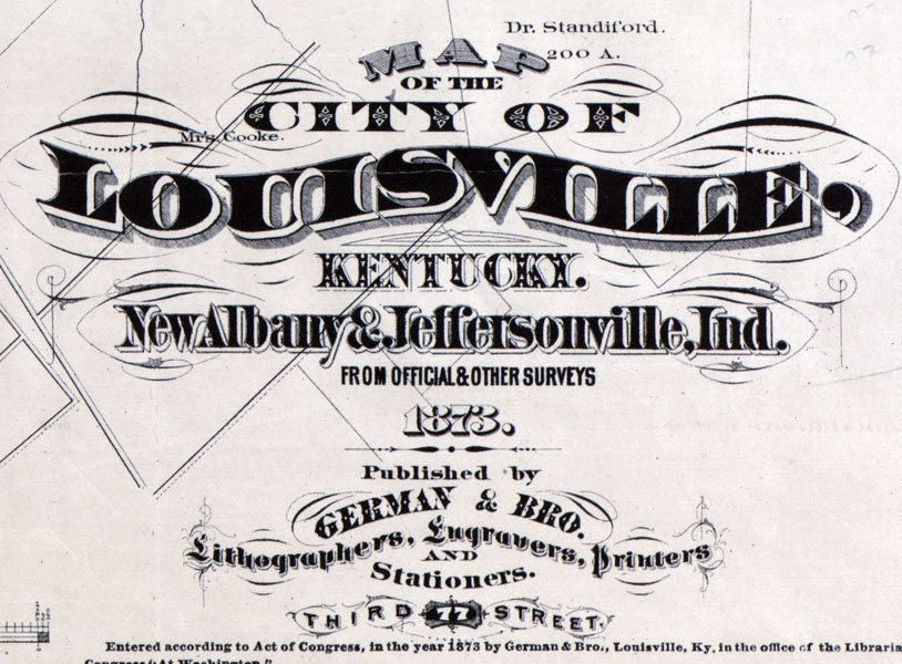 1873 Map of Louisville Kentucky New Albany & Jeffersonville