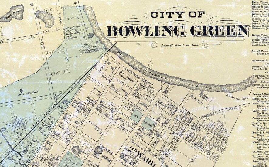 1877 Map of Warren County Kentucky Bowling Green