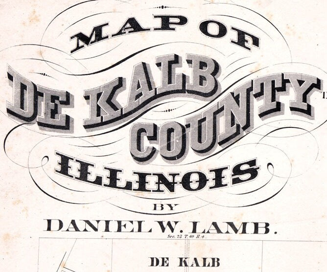 1860 Farm Line Map of De Kalb County Illinois