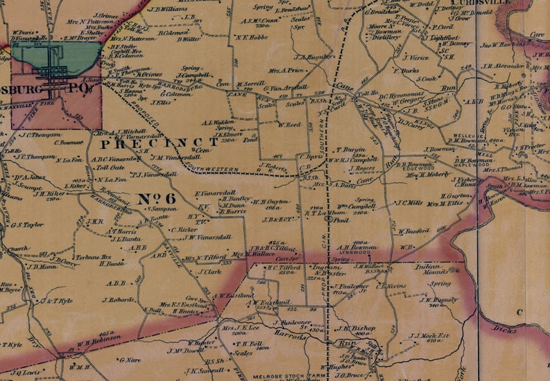 1876 Map of Boyle & Mercer County Kentucky Danville
