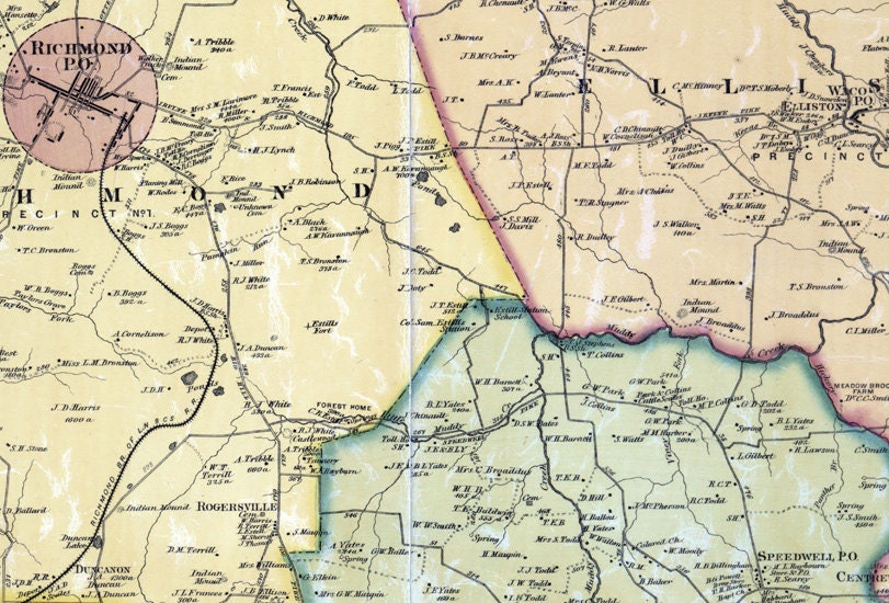 1876 Map of Madison County Kentucky Richmond