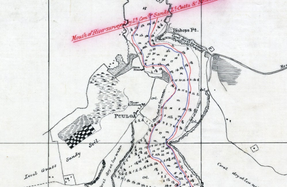 1873 Map of Pearl Lochs Oahu Hawaiian Islands
