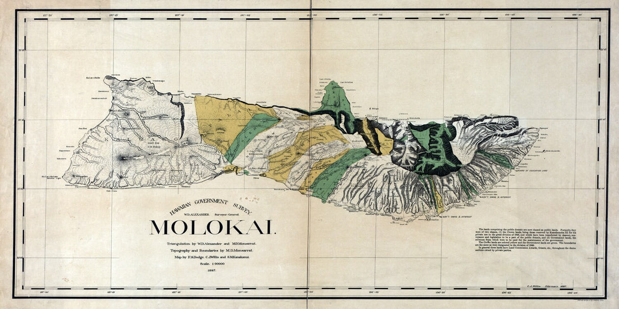 1897 Map of Molokai Hawaii