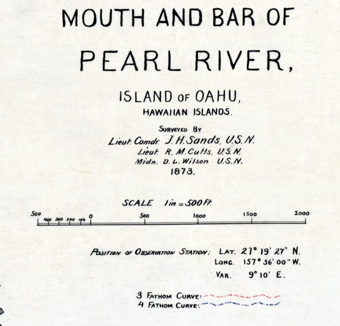 1873 Map of Pearl River Oahu Hawaiian Islands
