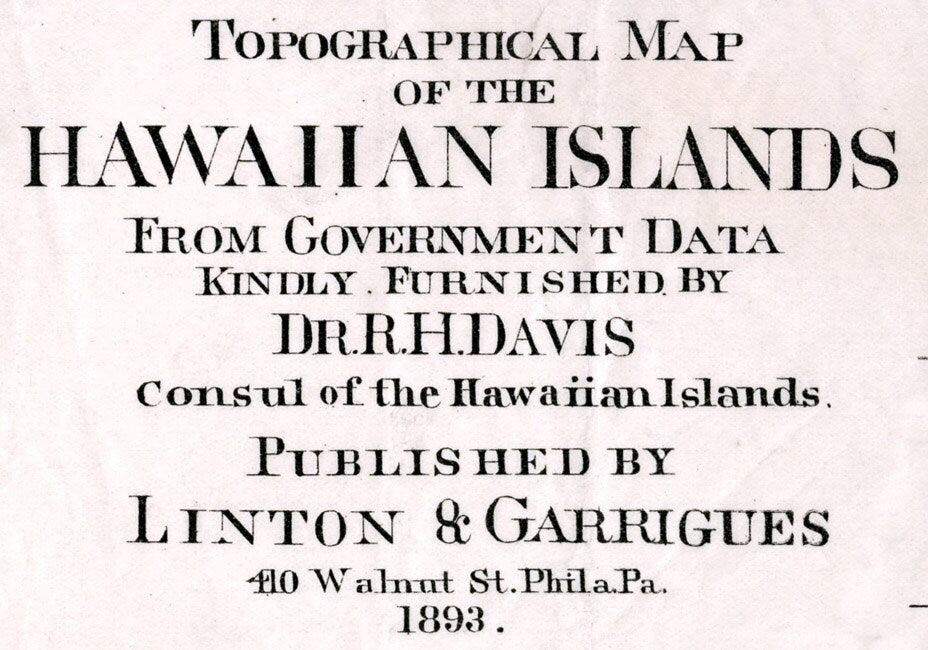 1893 Map of the Hawaiian Islands