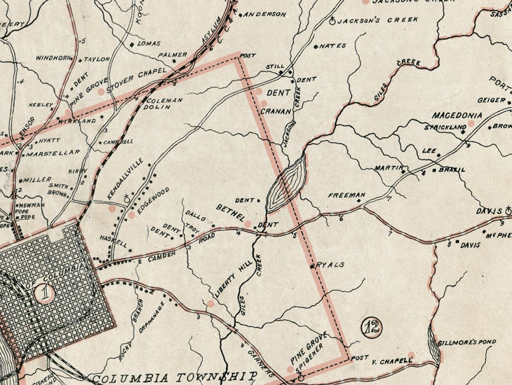 1897 Map of Richland County South Carolina Family Names