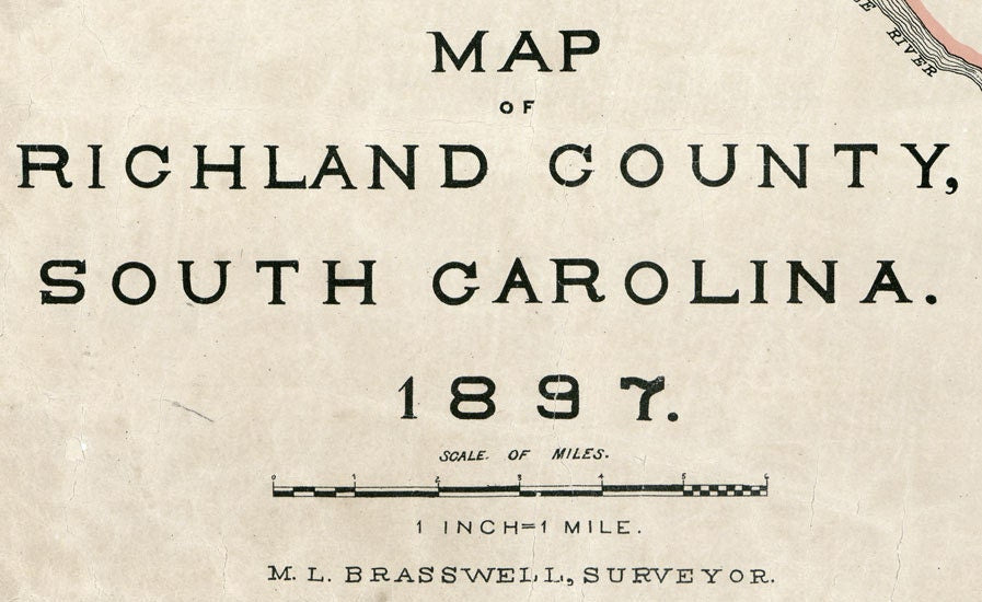 1897 Map of Richland County South Carolina Family Names