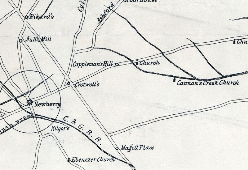 1887 Map of Newberry County South Carolina