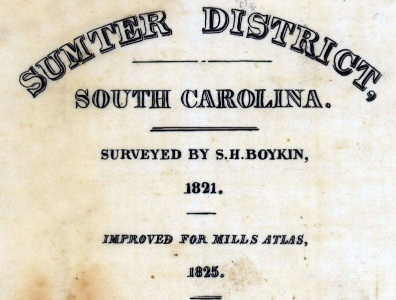 1825 Map of Sumter County South Carolina Historical Names