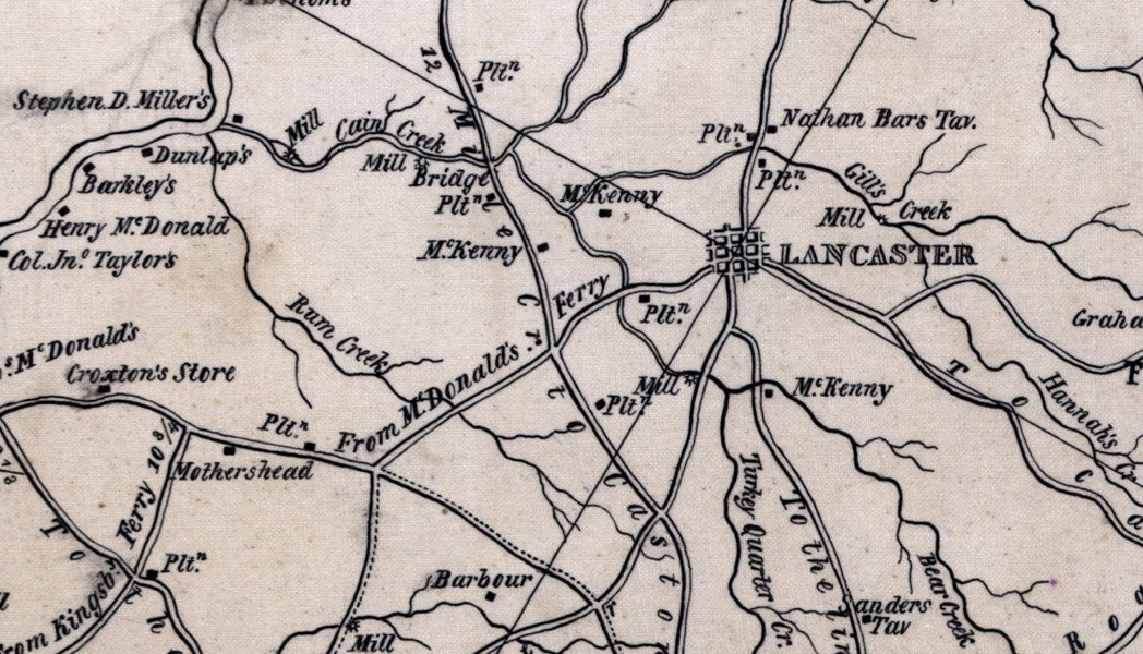 1820 Map of Lancaster County South Carolina
