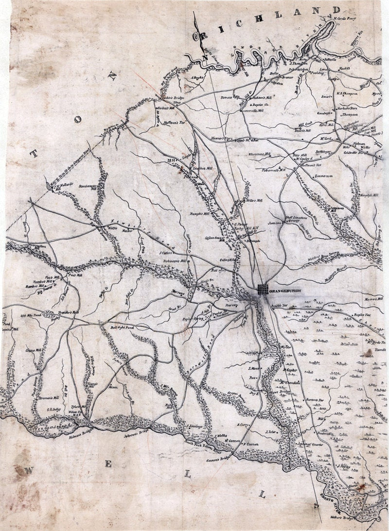 1820 Map of Orangeburgh District South Carolina