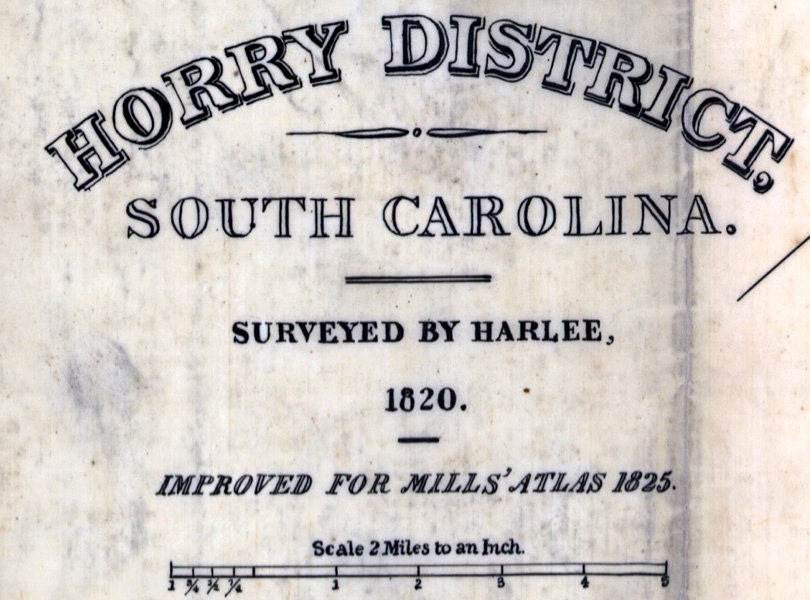 1825 Map of Horry District (County) South Carolina
