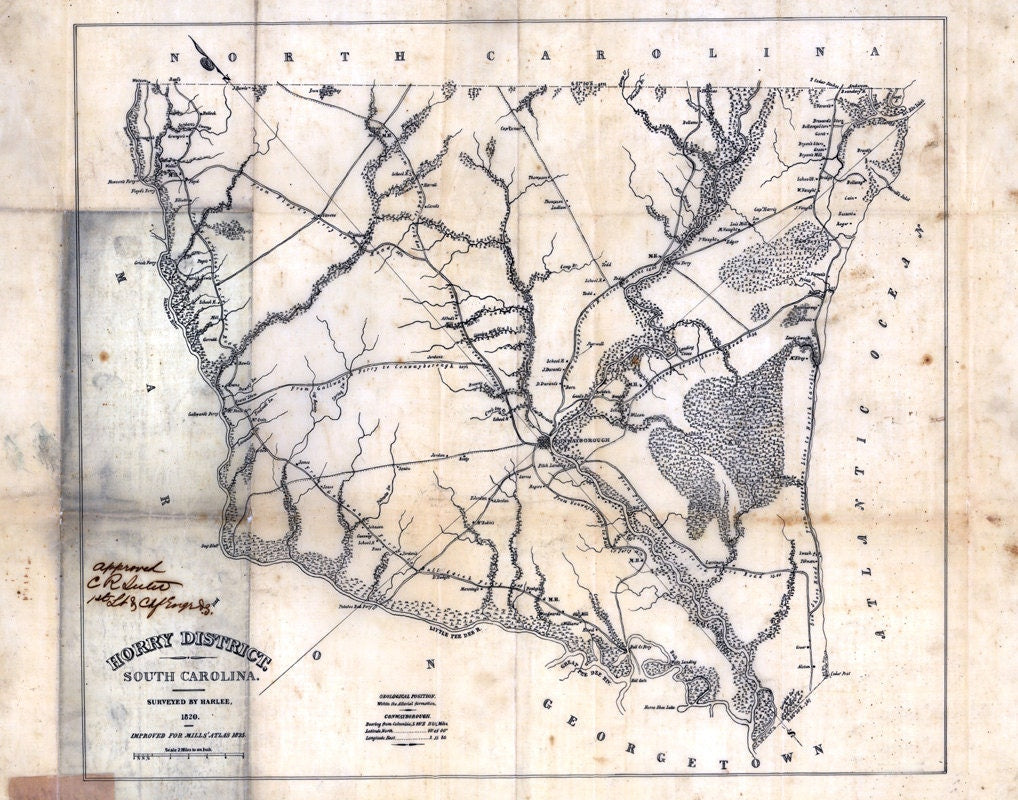 1825 Map of Horry District (County) South Carolina