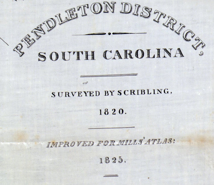 1820 Map of Pendleton District South Carolina
