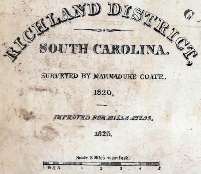 1820 Map of Richland District South Carolina