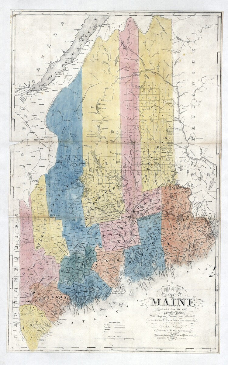 1840 Map of the State of Maine Colesworthy