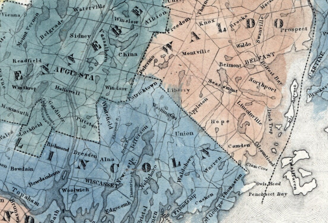 1840 Map of the State of Maine Colesworthy