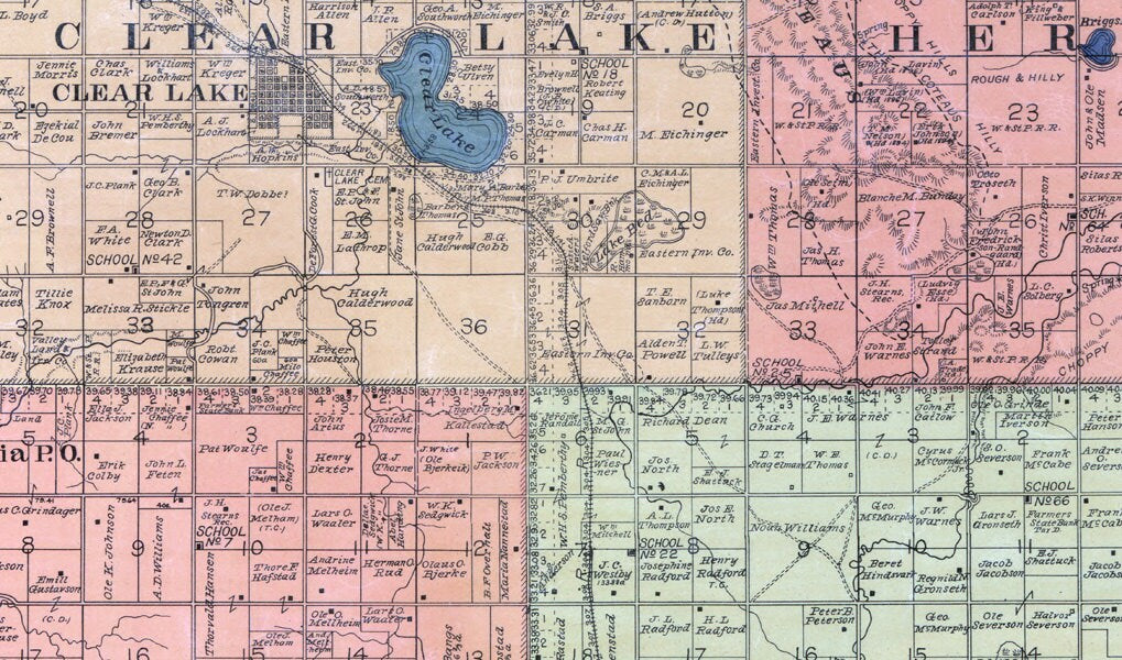 1899 Map of Deuel County South Dakota Clear Lake