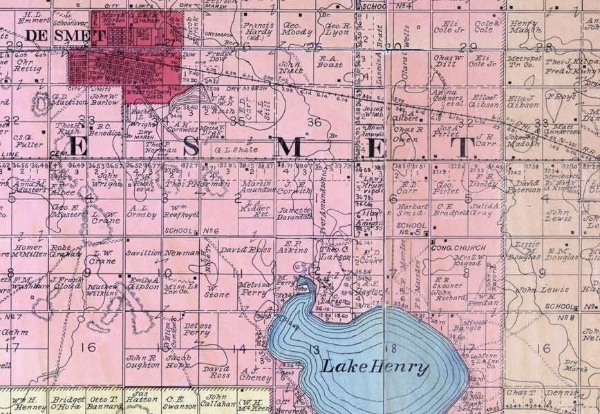 1899 Map of Kingsbury County South Dakota