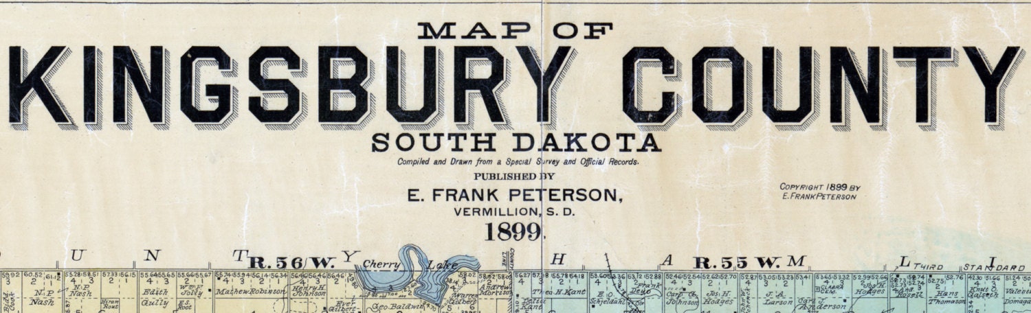 1899 Map of Kingsbury County South Dakota